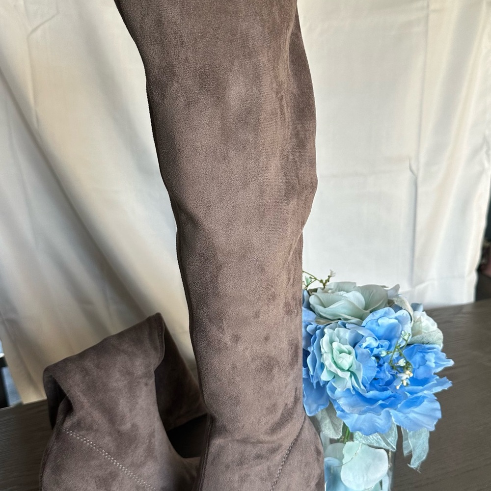Brown Suede Over-the-Knee Boots